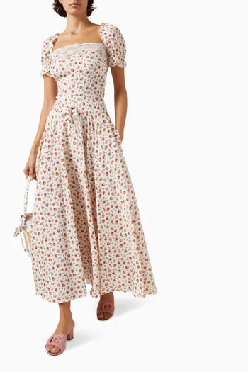 تنورة بقصة مستديرة ونقشة زهور صغيرة