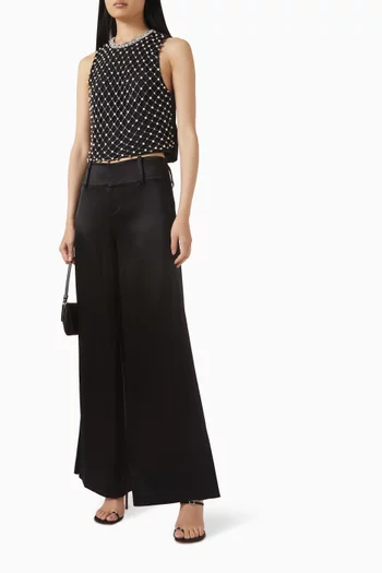 بلوزة مزينة بتطريزات قماش شبكي