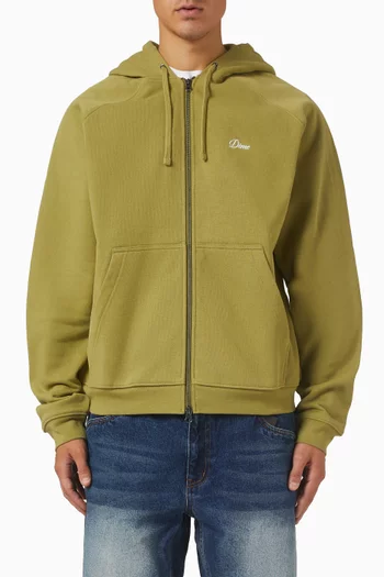 Cursive Small Logo Zip Hoodie in Cotton-fleece