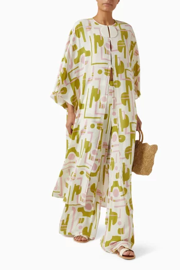 بنطال بلياريك بقصة ساق واسعة فيسكوز