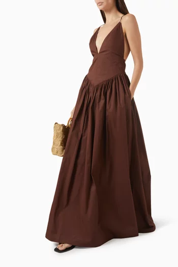 Opulence V-neck Maxi Dress in Cotton Blend