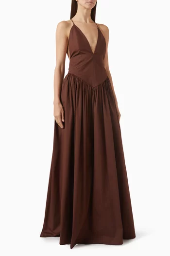 Opulence V-neck Maxi Dress in Cotton Blend