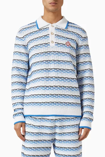 Tuck Stitch Polo Shirt in Cotton