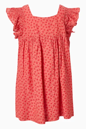 Floral-print Dress in Cotton Blend