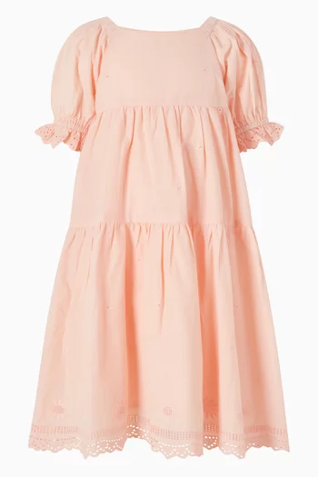 Puff-sleeved Dress in Cotton