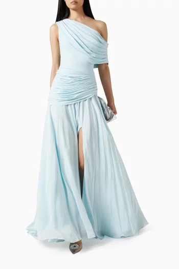 Gemma Asymmetric Gown in Crepe & Malai Lycra