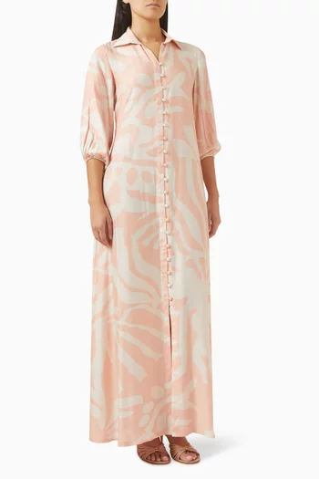 فستان بنمط قميص برباط في الخلف موسلين قطن وحرير