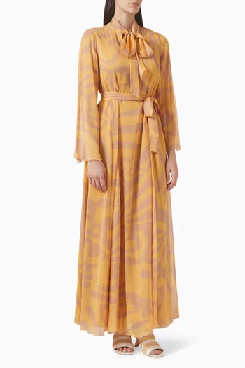 Floral-print Belted Maxi Dress