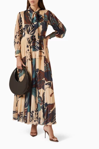 Floral-printed Belted Maxi Dress
