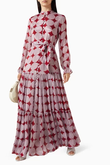 Polka-dot Printed Maxi Dress