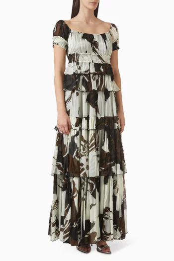 Floral Frilled Printed Maxi Dress