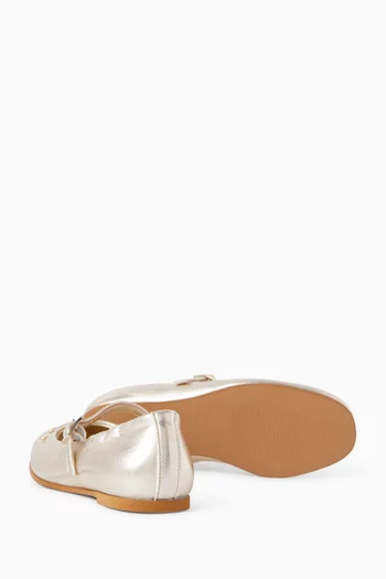 Ballet Flats in Faux Metallic Leather