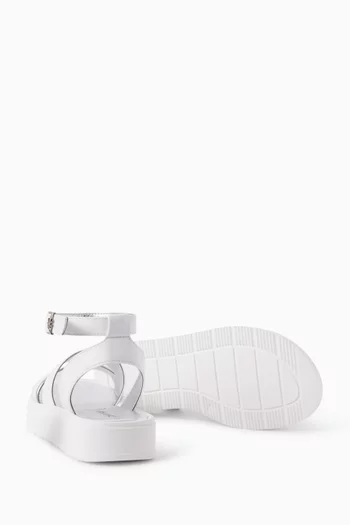 Chunky Logo Sandals in Faux Leather