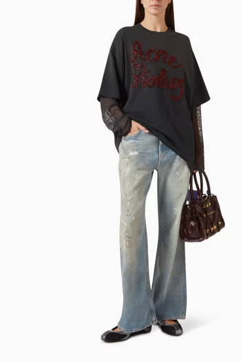 تي شيرت متعدد الطبقات بشعار الماركة قطن