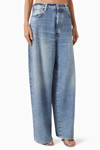 Loose Rhinestone Jeans in Denim