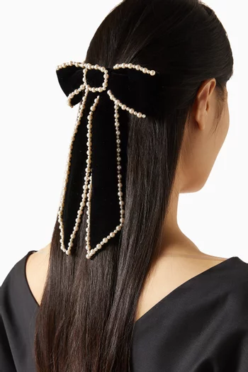 Lennox Pearl Barette Hair-clip in Velvet