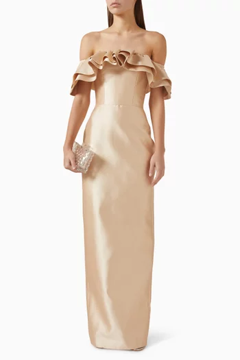 فستان شانتي طويل بكشكش