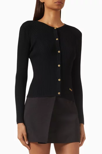 AX Logo Cardigan in Rayon Blend