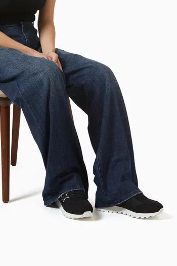 Drop Side AX Logo Sneakers in Microsuede & Mesh