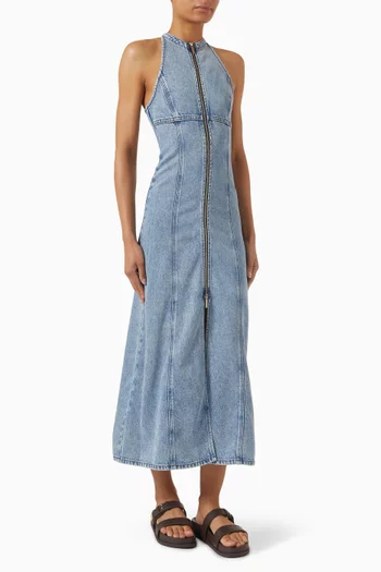 Zip Maxi Dress in Denim