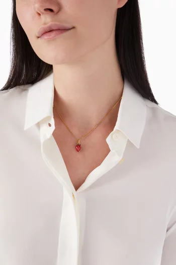 Strawberry Enamel Necklace in Metal