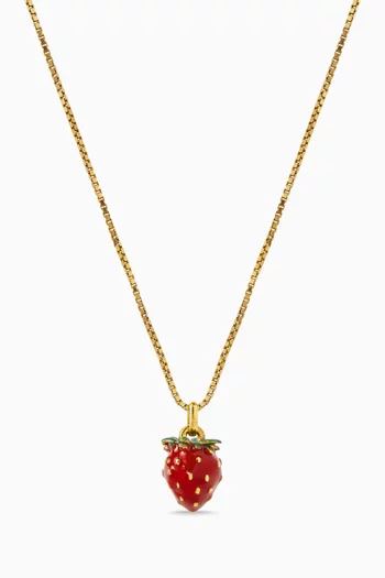Strawberry Enamel Necklace in Metal