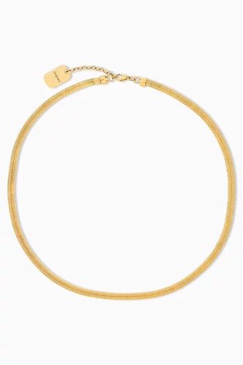 Herringbone Chain Necklace in Brass