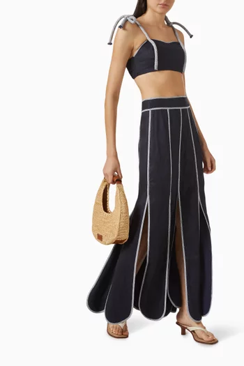 تنورة سيتينا بحافة صدفية الشكل كتان