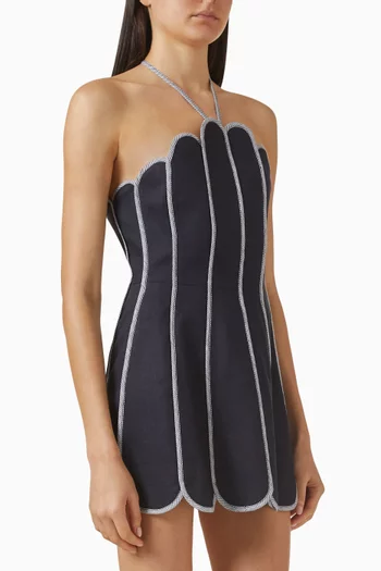 فستان ليني بأجزاء صدفية الشكل كتان