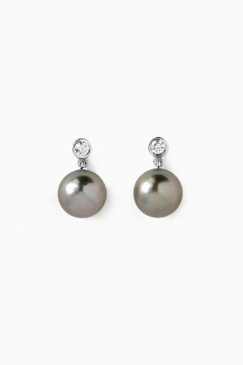 Pearl & Diamond Stud Earrings in 18kt White Gold