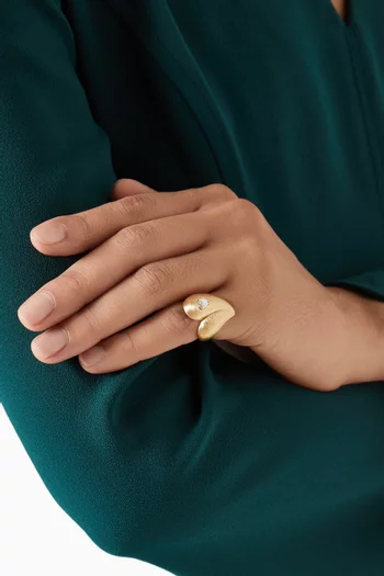 خاتم بتصميم قلب مرصع بالماس ذهب أصفر عيار ‏18‏