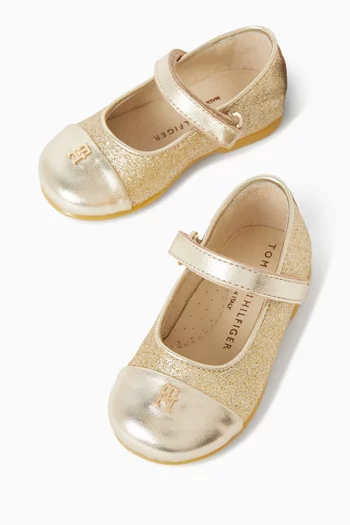 Glitter Ballerinas in Leather