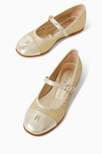 Glitter Ballerinas in Leather