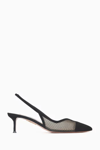 Gia 50 Slingback Pumps in Mesh & Suede