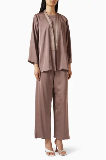 طقم جاكيت وبنطال مزيج حرير