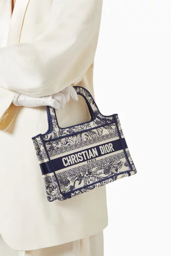 Mini Book Tote Bag in Toile de Jouy Canvas