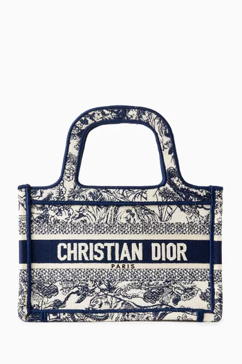 Mini Book Tote Bag in Toile de Jouy Canvas