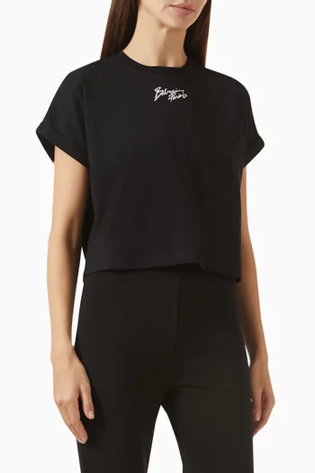 Logo-print Crop T-shirt in Cotton Jersey