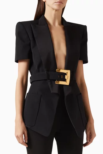 Belted Jacket in Grain de Poudre