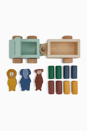 Wooden Animal Car with Trailer