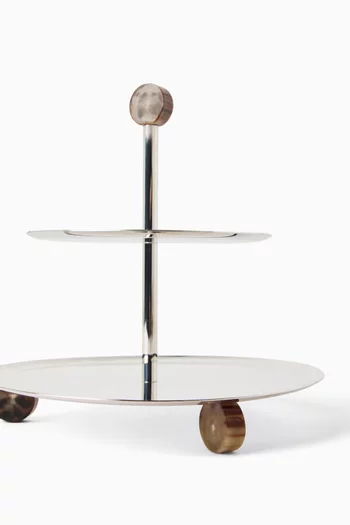 Buffalo Horn 2-tier Serving Stand in Silver-plated Steel