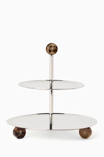 Buffalo Horn 2-tier Serving Stand in Silver-plated Steel