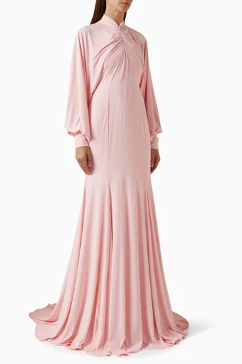 فستان ميرا بكشكش جيرسيه