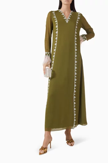 قفطان مطرز قماش جورجيت