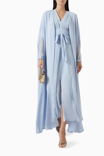 طقم فستان وقفطان بتصميم أنيق شيفون