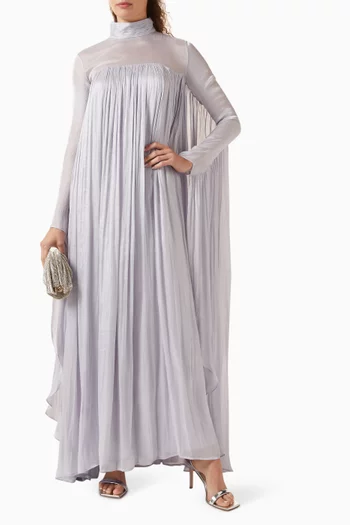 Pleated Cape Dress in Organza