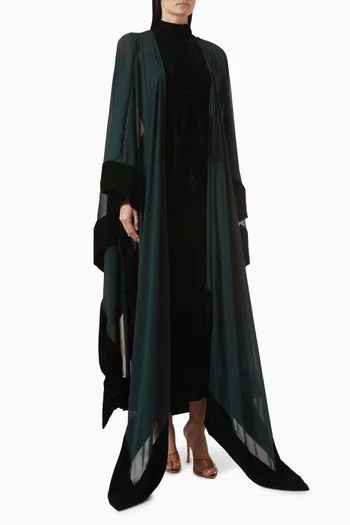 Abaya & Dress Set in Chiffon & Velvet