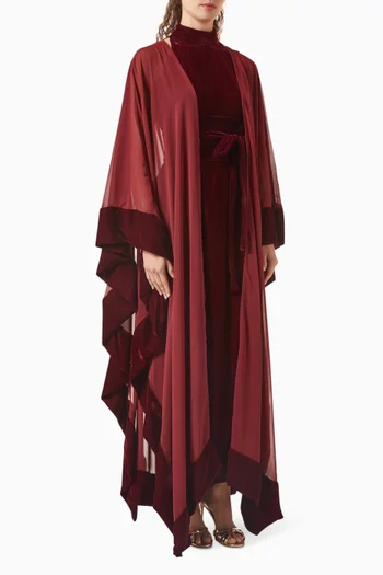 Abaya & Dress Set in Chiffon & Velvet