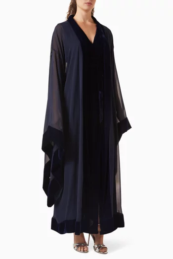 Abaya & Dress Set in Chiffon & Velvet