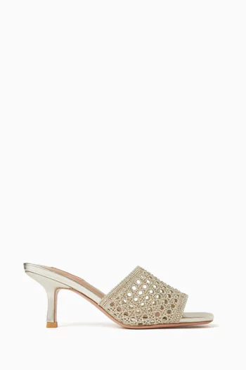 Onica 75 Mules in Crochet & Leather